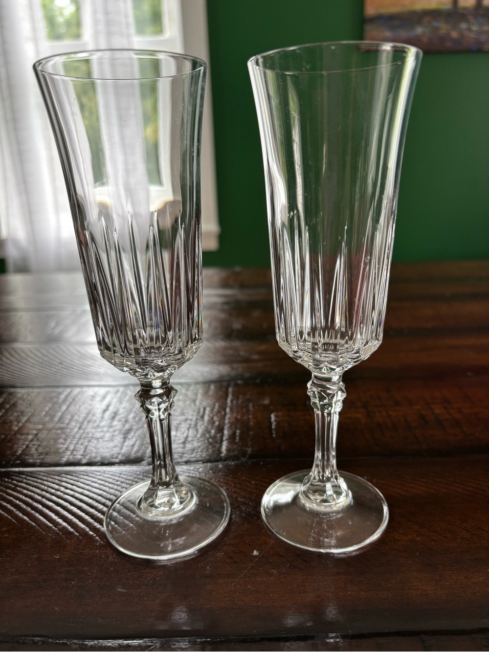 Clear Crystal Fluted Champagne Flutes - Set of 2